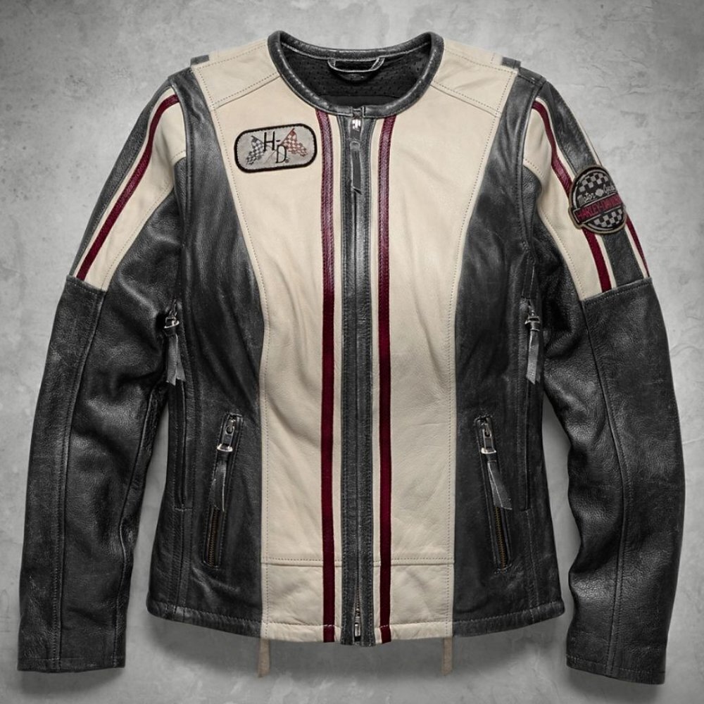 Authentic Harley Davidson Women's Alyssa Distressed Leather Jacket Medium EUC‍‍﻿ - Picture 2 of 8